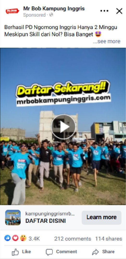 Iklan Meta Ads: 3,4 rb reaksi, 212 komentar, 114 share